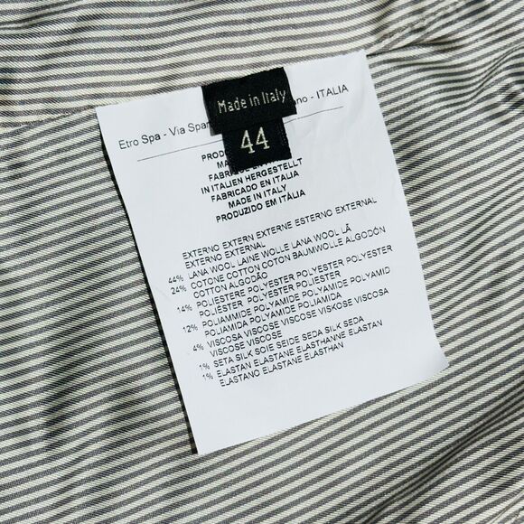 ETRO Milano 44 US/8 Ribbons Blazer Jacket Gray Black Round Neck NWT $1950 - Picture 10 of 12